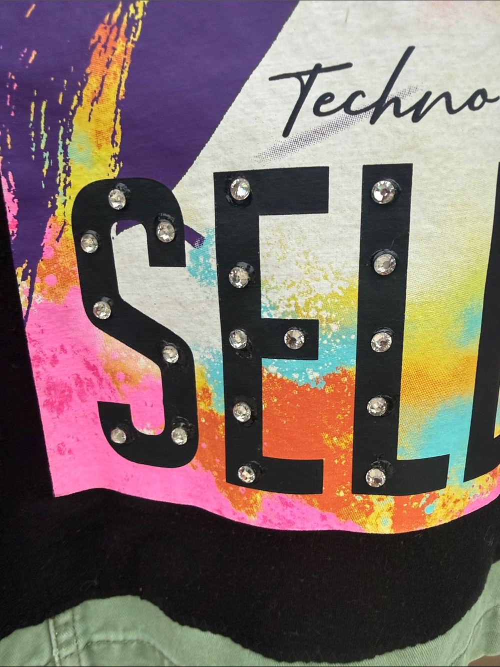 Custom @blingqueendee Army Cargo Selena Vintage concert tee sewn onto Jacket - Picture 5 of 11